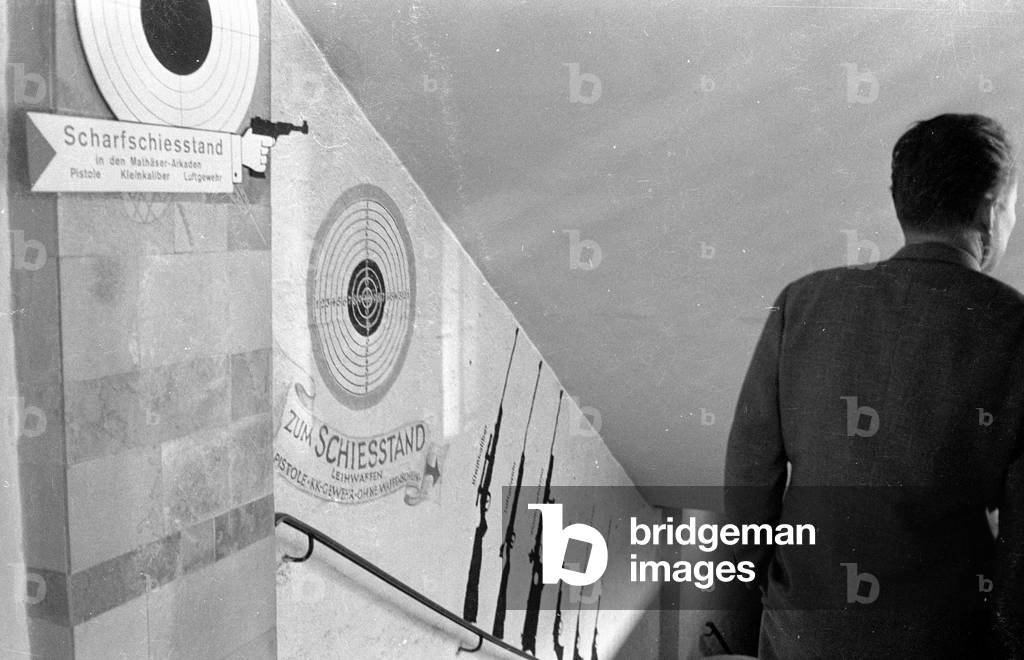 Stairway to the shooting range, 1960 (b/w photo)