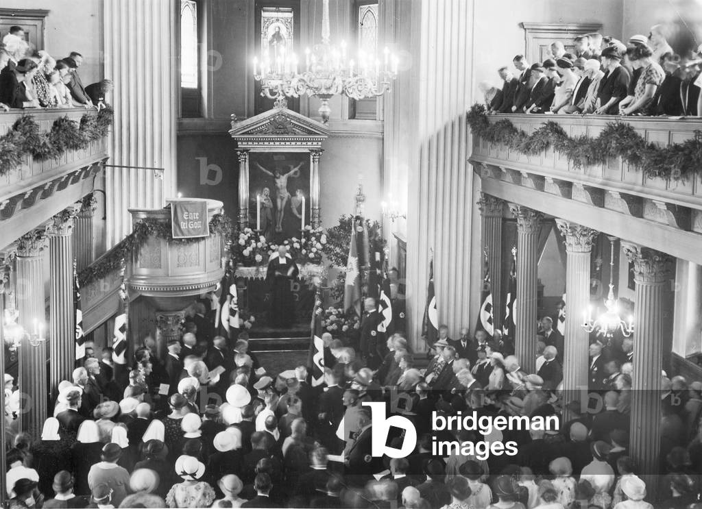 Mass service for the 100th anniversary of existence of St Paul's Church in Berlin, 1935 (b/w photo)