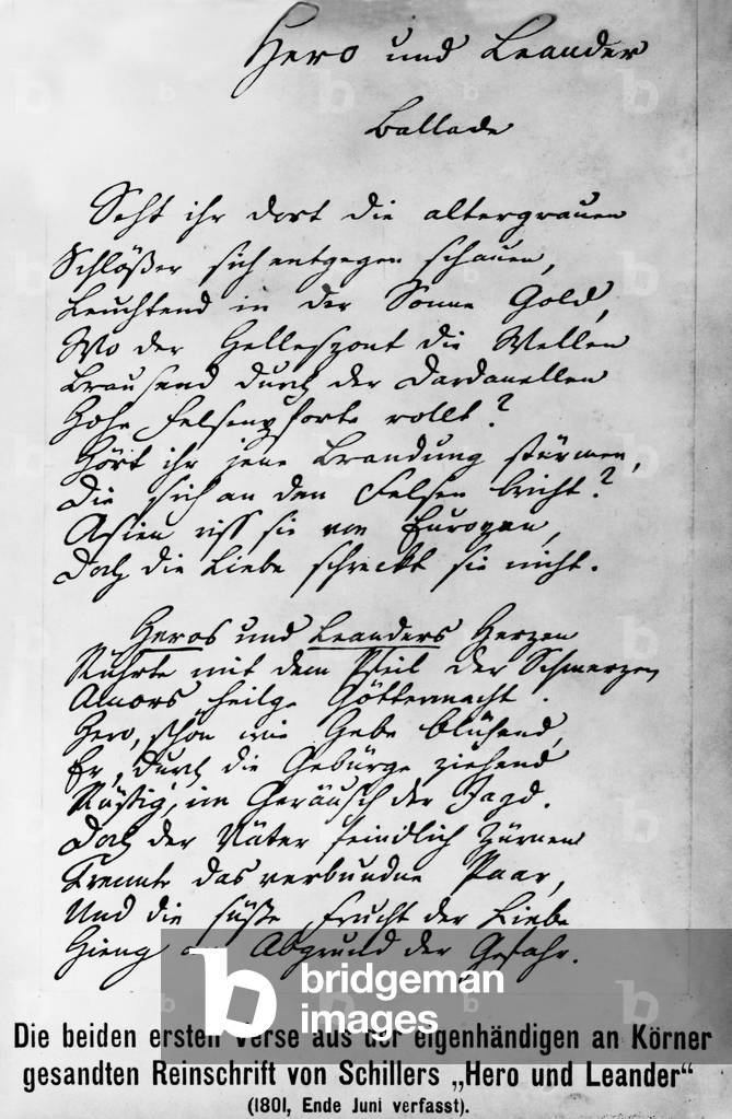 Original manuscript of Friedrich von Schiller (b/w photo)