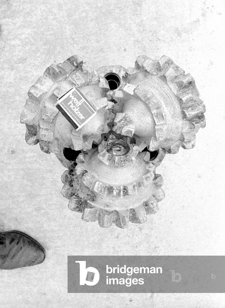 Natural gas drilling near Miesbach, 1974 (b/w photo)