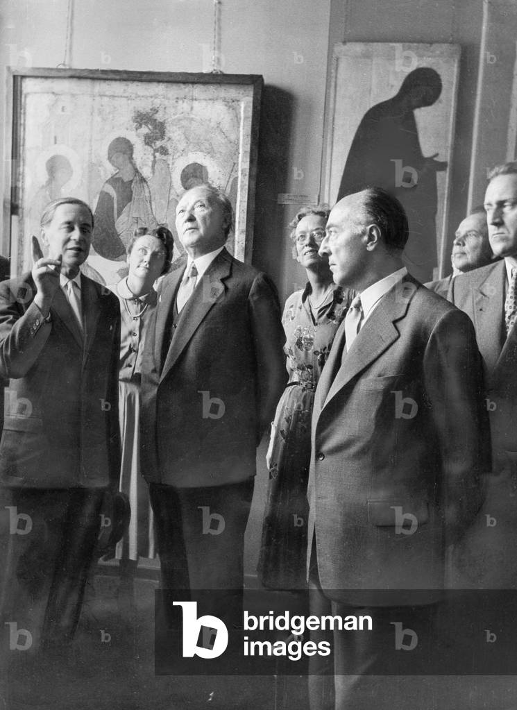 Konrad Adenauer during his visit to Moscow, 1955 (b/w photo)