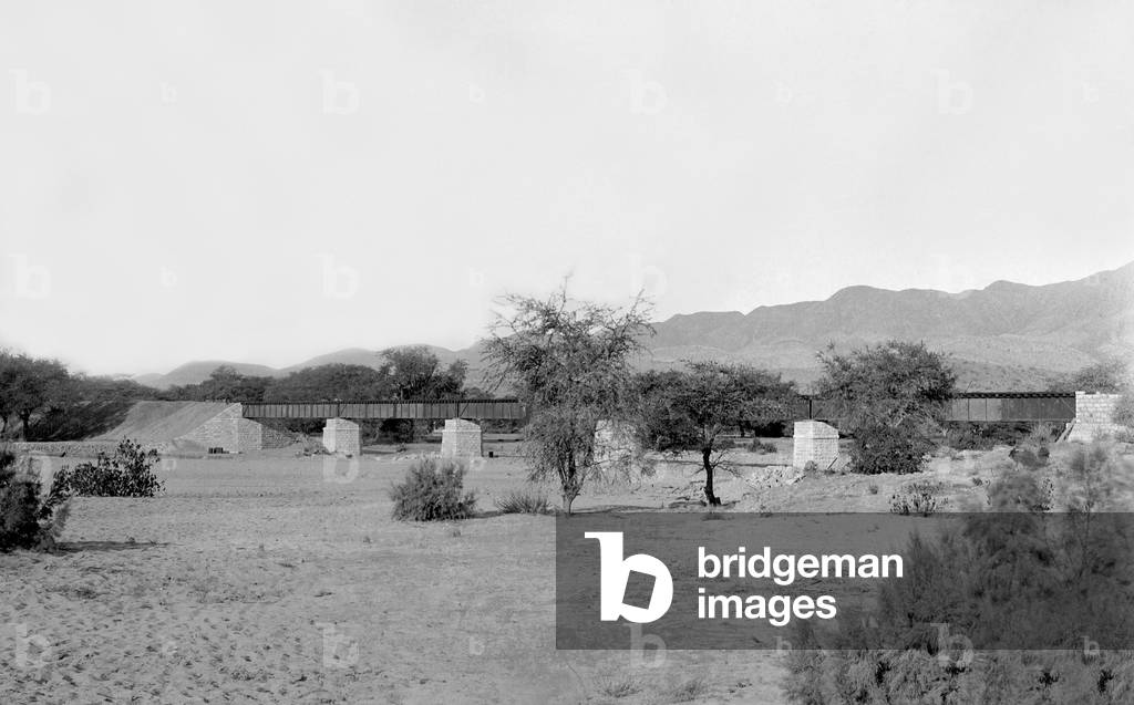 Railway bridge in German South-West Africa, 1905 (b/w photo)