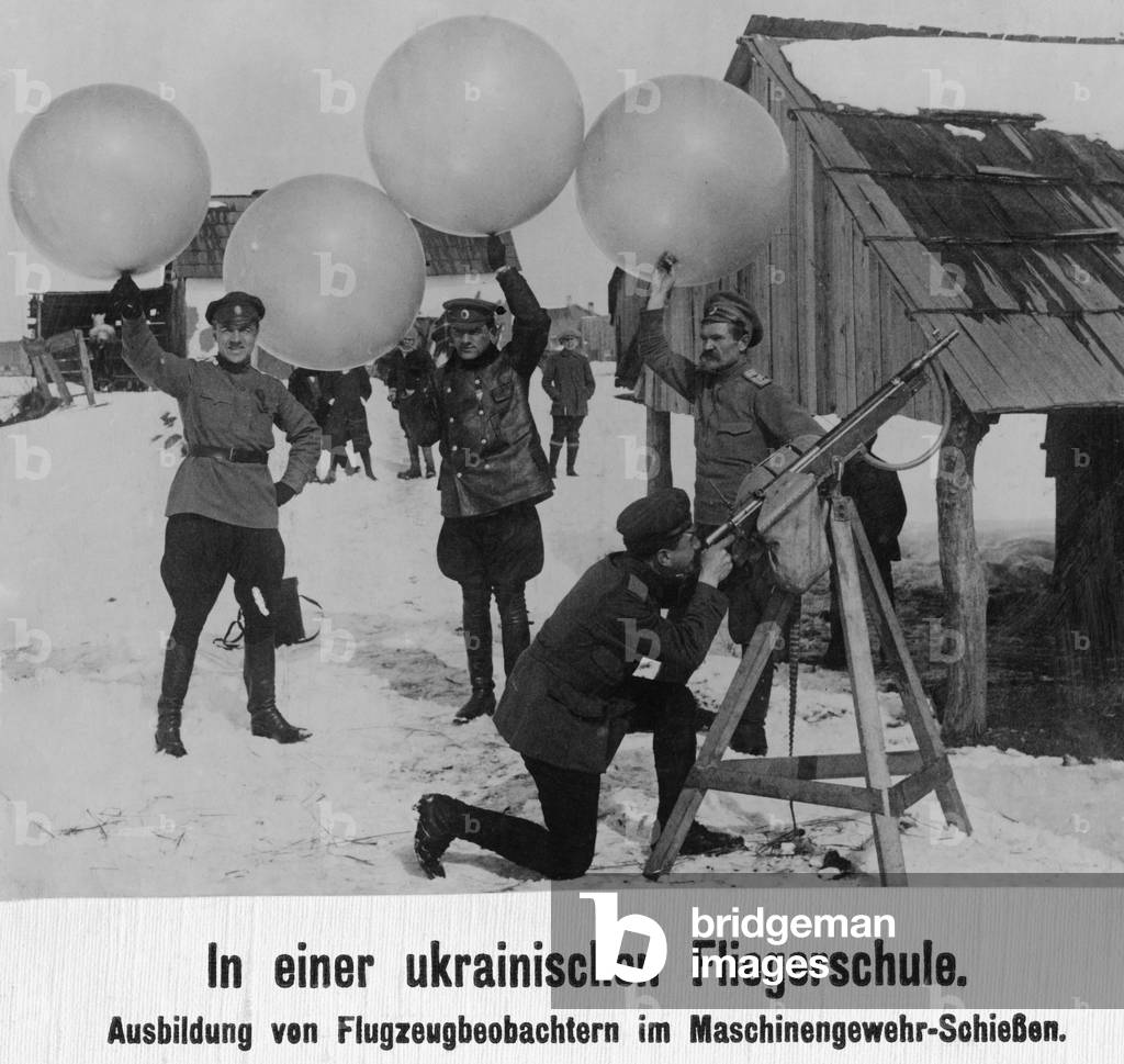 Training of Ukrainian soldiers, 1918 (b/w photo)
