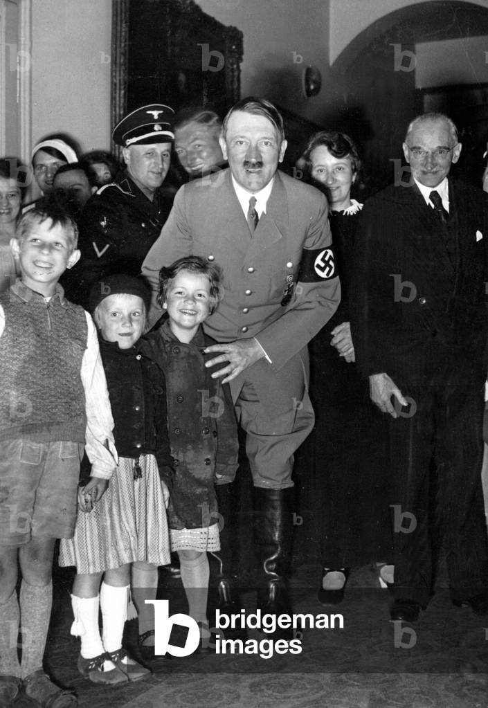 Adolf Hitler with children (b/w photo)