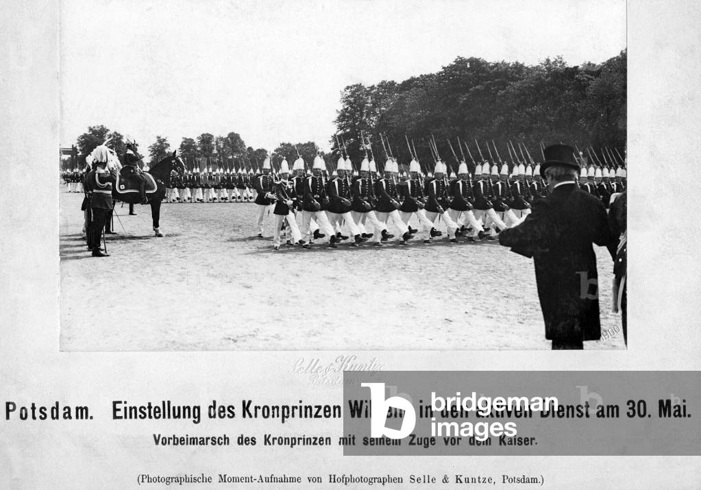 Placement of the Crown Prince in active military service, around 1895 (b/w photo)