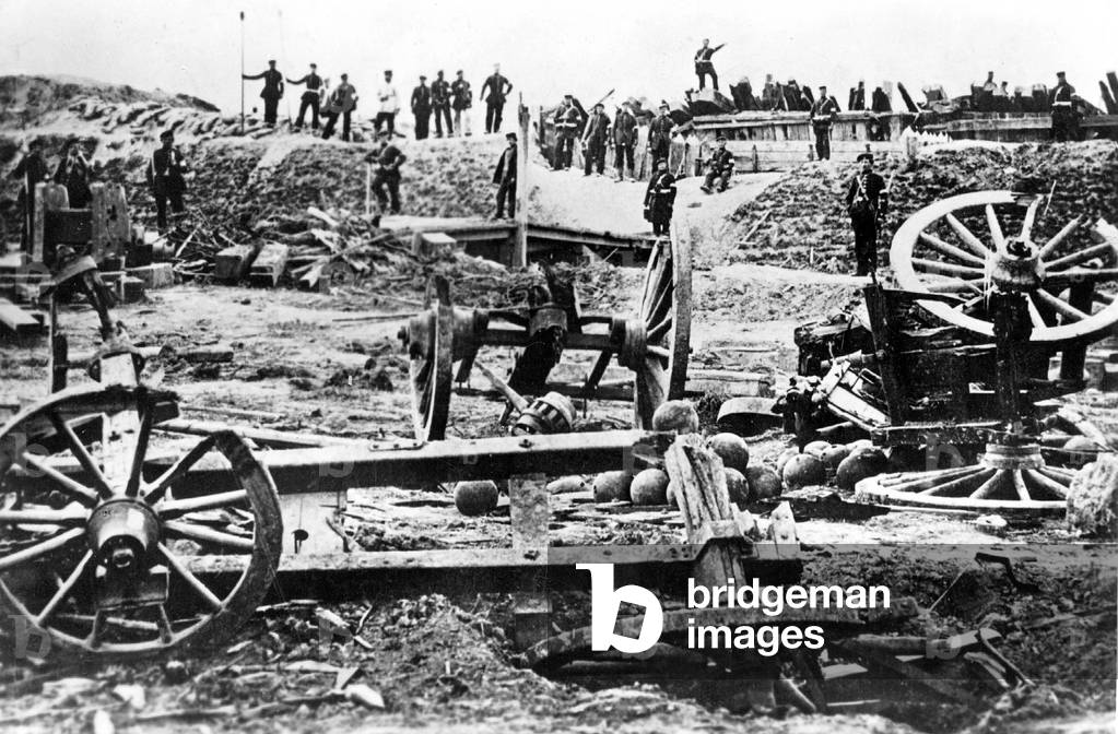 Storming of the Dueppler Schanzen, 1864 (b/w photo)