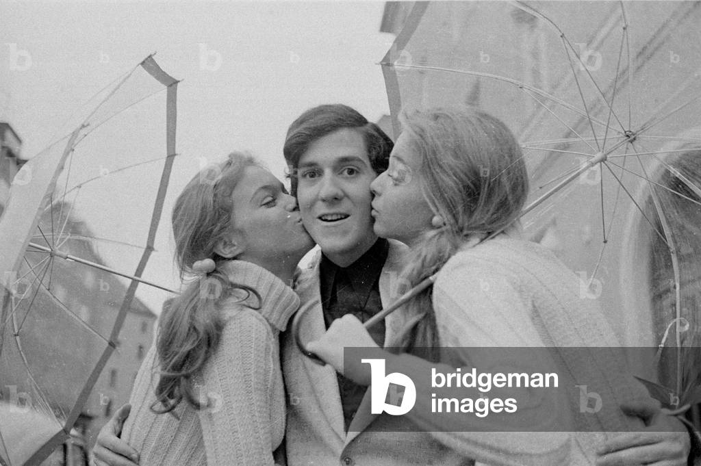 Ilja Richter and the Koenig twins, 1970 (b/w photo)