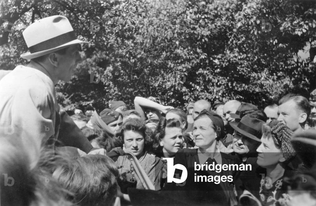 Joseph Goebbels after allied air raids, 1943 (b/w photo)