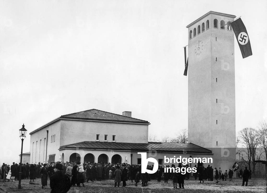 Consecration of the Protestant community center in Haselhorst, 1935 (b/w photo)