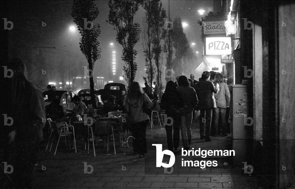 Nightlife in Schwabing, 1971 (b/w photo)