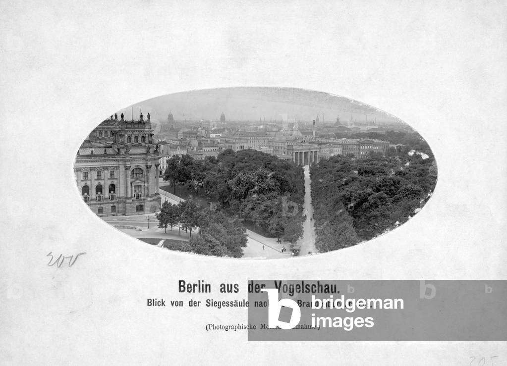 The Reichstag and the Brandenburg Gate in Berlin, 1908 (b/w photo)