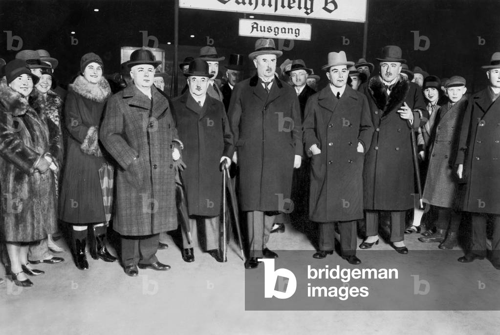 The Second Hague Conference, 1930 - Departure of the German delegation from Berlin (b/w photo)