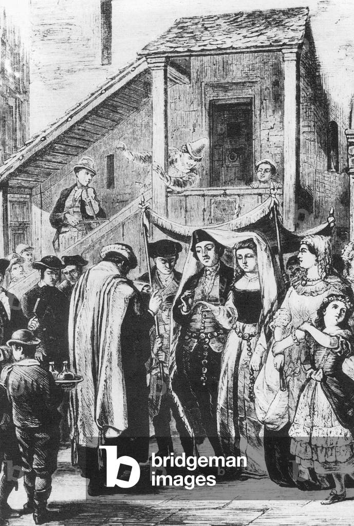Jewish wedding (b/w photo)
