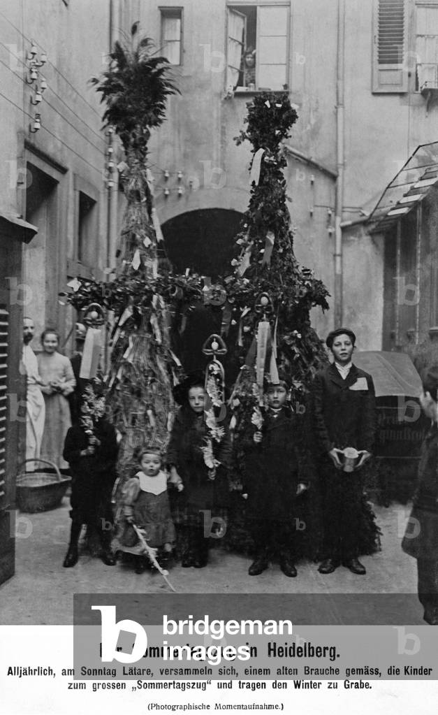 Summer Day Parade in Heidelberg, 1910 (b/w photo)