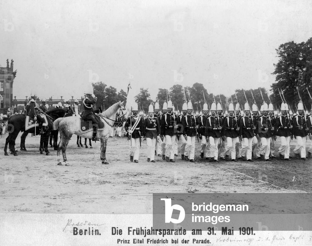 Prince Eitel Friedrich at the Spring Parade, 1901 (b/w photo)