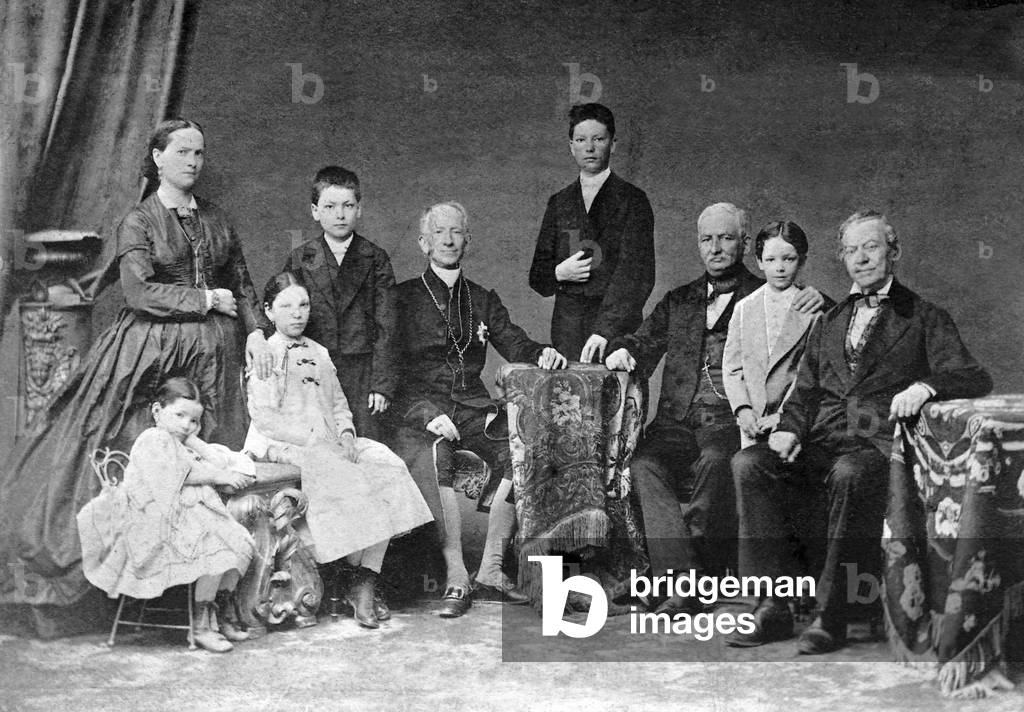 Pope Leo XIII with his family (b/w photo)