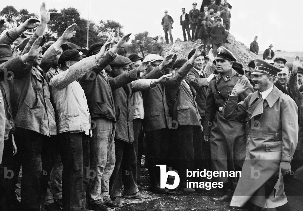 Adolf Hitler at the Western Wall, 1938 (b/w photo)