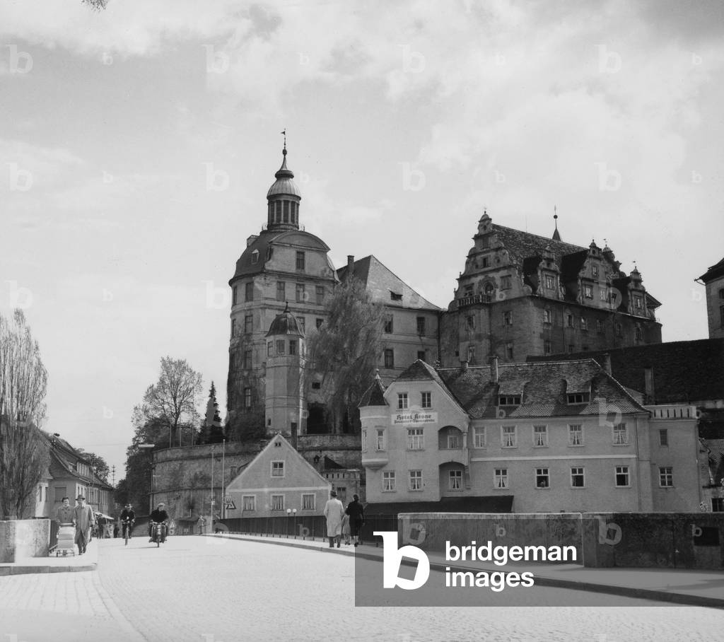 Castle in Neuburg an der Donau, 1950s (b/w photo)