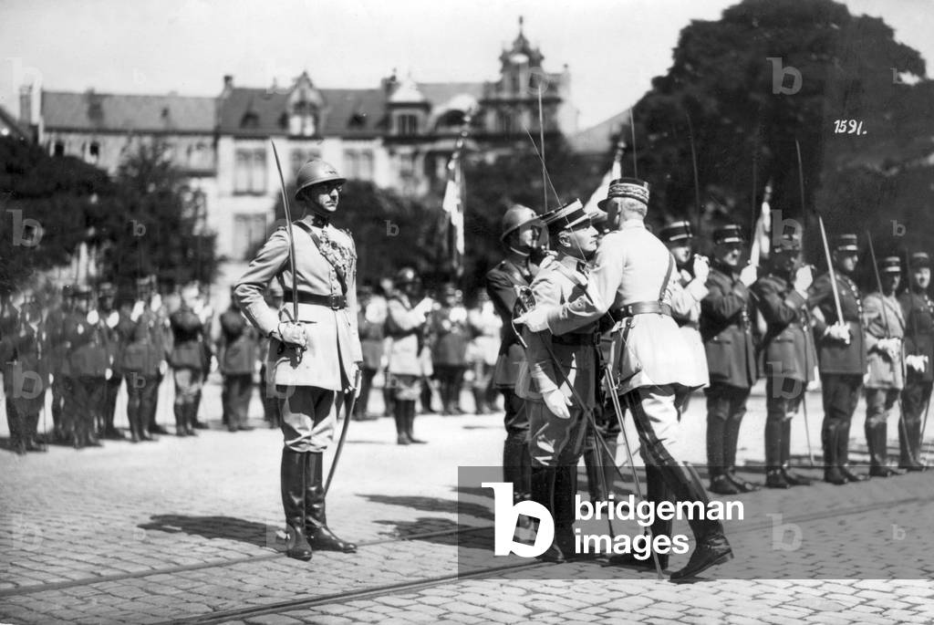 Official parade of the French occupation army in Koblenz, around the 1920s