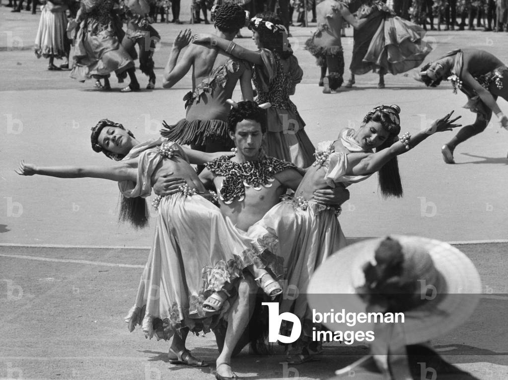 The Winegrowers' Festival in Vevey, 1955 (b/w photo)