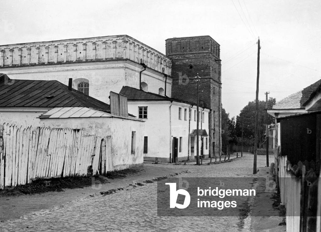 Synagogue in Luck (b/w photo)