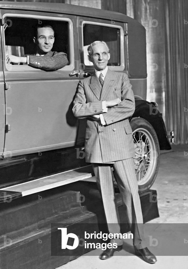 Henry Ford and his son Edsel, 1932 (b/w photo)