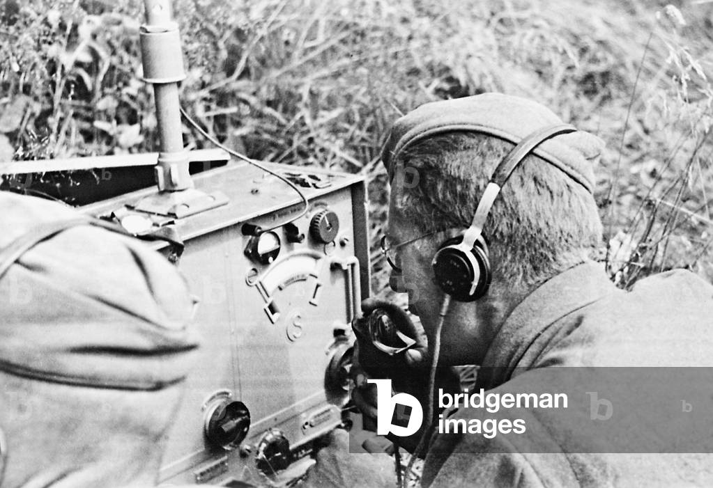 Radio operator on the Eastern front, 1941 (b/w photo)