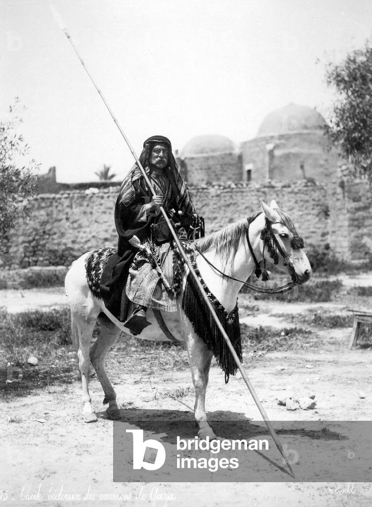 Bedouin on horseback, 1931 (b/w photo)