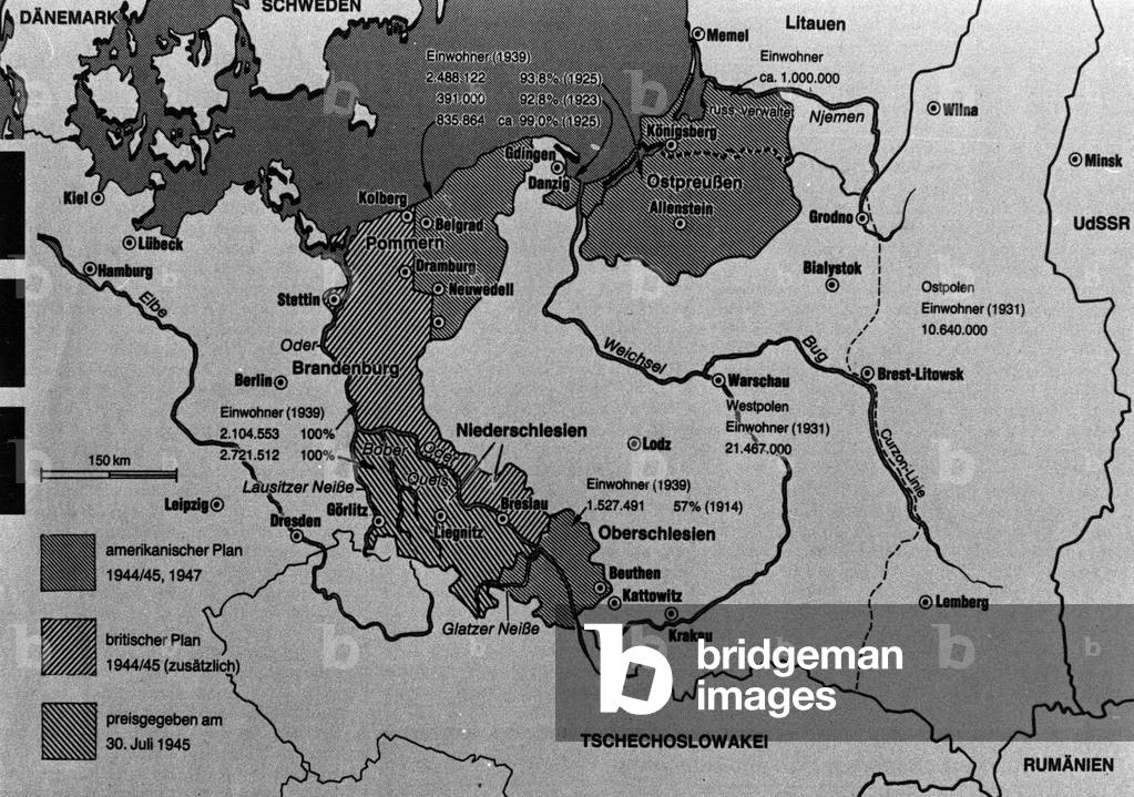 Proposals of the Western powers for territorial concessions over Germany in the years 1943-1945 (b/w photo)