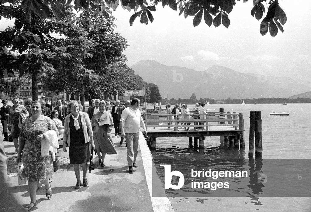 Tourists at the Tegernsee, 1971 (b/w photo)