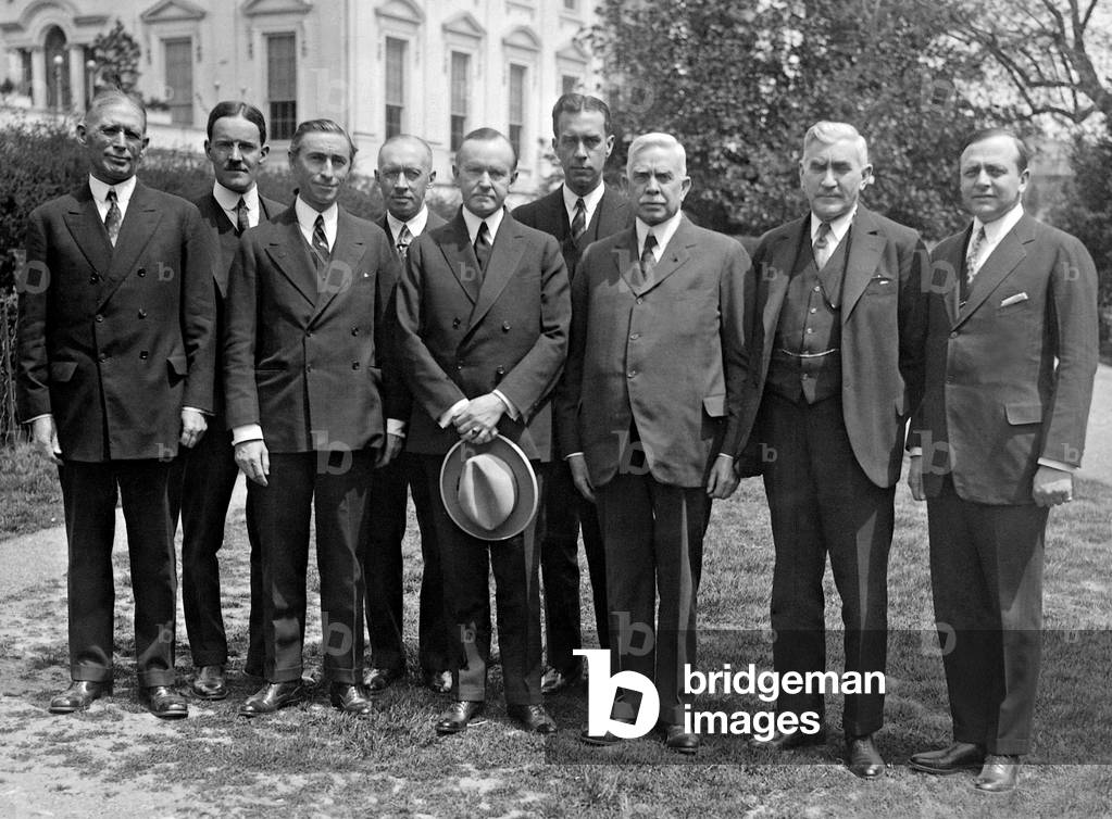 Calvin Coolidge with American delegates, 1926 (b/w photo)