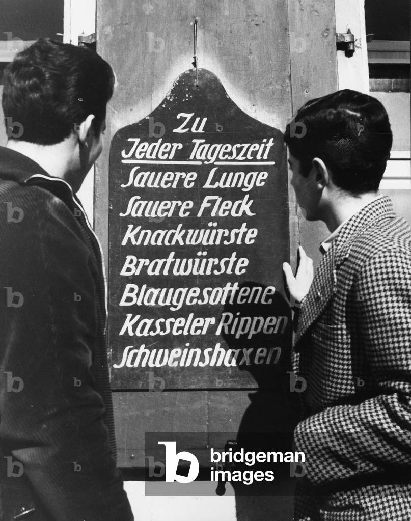German menu, 1955 (b/w photo)