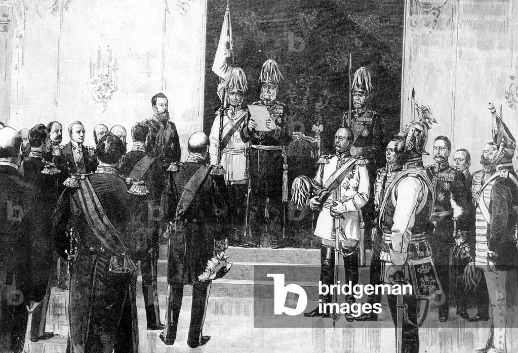 Opening of the first North German Reichstag by William I, 1867 (b/w photo)