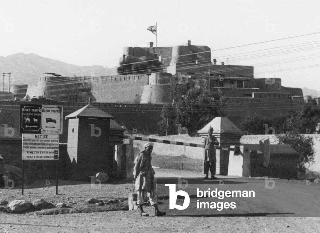 British fortress in Jammu in India (b/w photo)