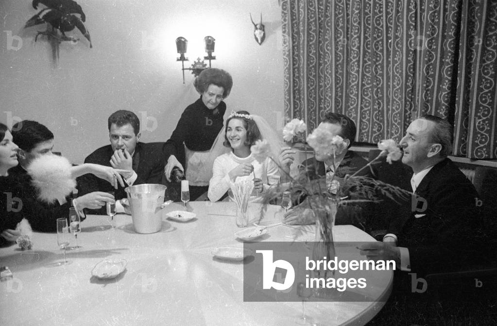 The wedding of Edith Zimmermann-Rhomberg in Bregenz, 1966 (b/w photo)