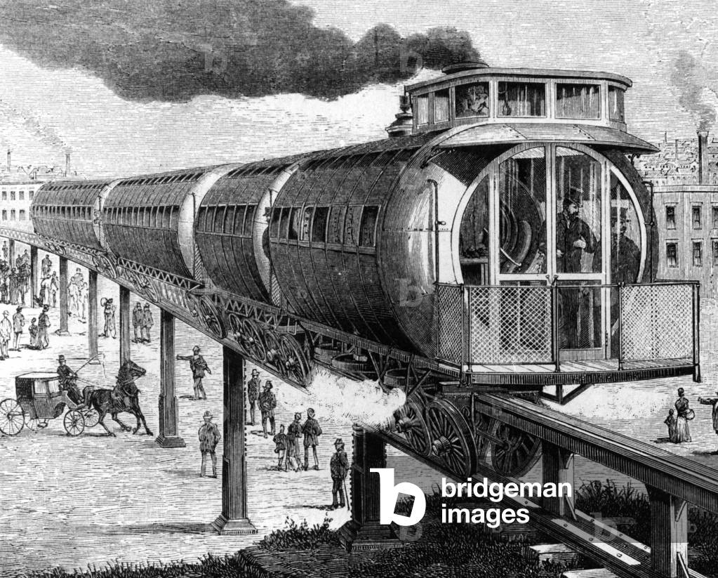 City train in the United States, 1880 (b/w photo)