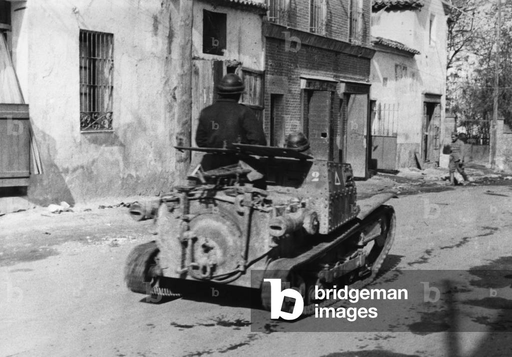 Italian tank on the march north of Seville, 1936