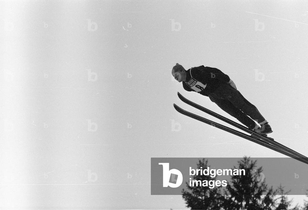 Training runs of the Four Hills Tournament 1963/64 (b/w photo)