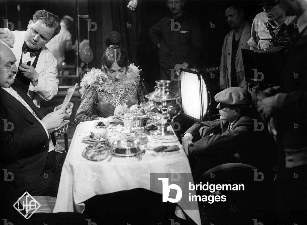 Shooting of the movie Savoy Hotel 217, 1936 (b/w photo)