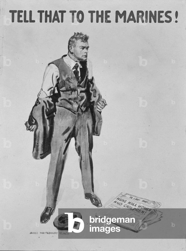 American anti-German propaganda in WWII (b/w photo)