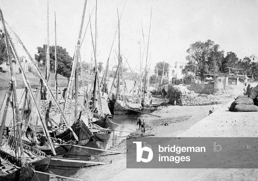 Merchant ships in Egypt, 1899 (b/w photo)