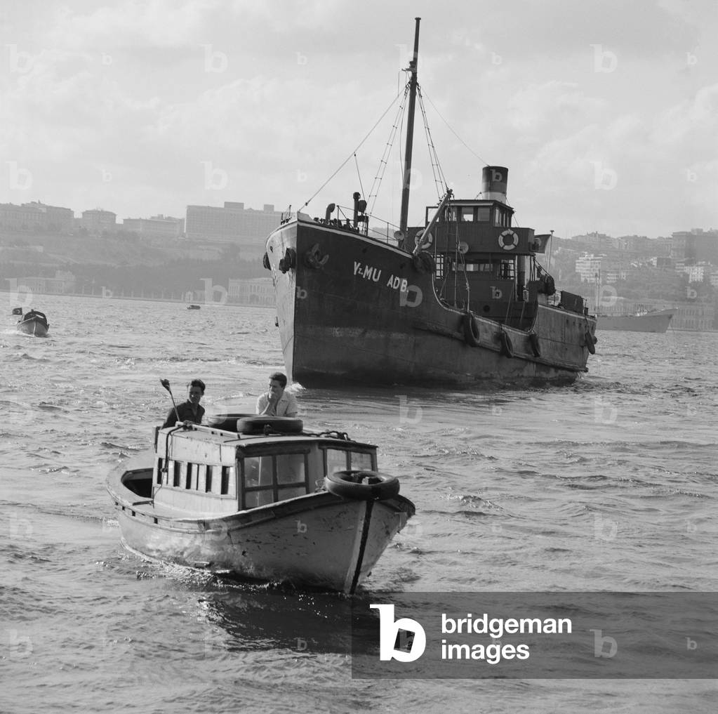 Boats in Istanbul, 1965 (b/w photo)