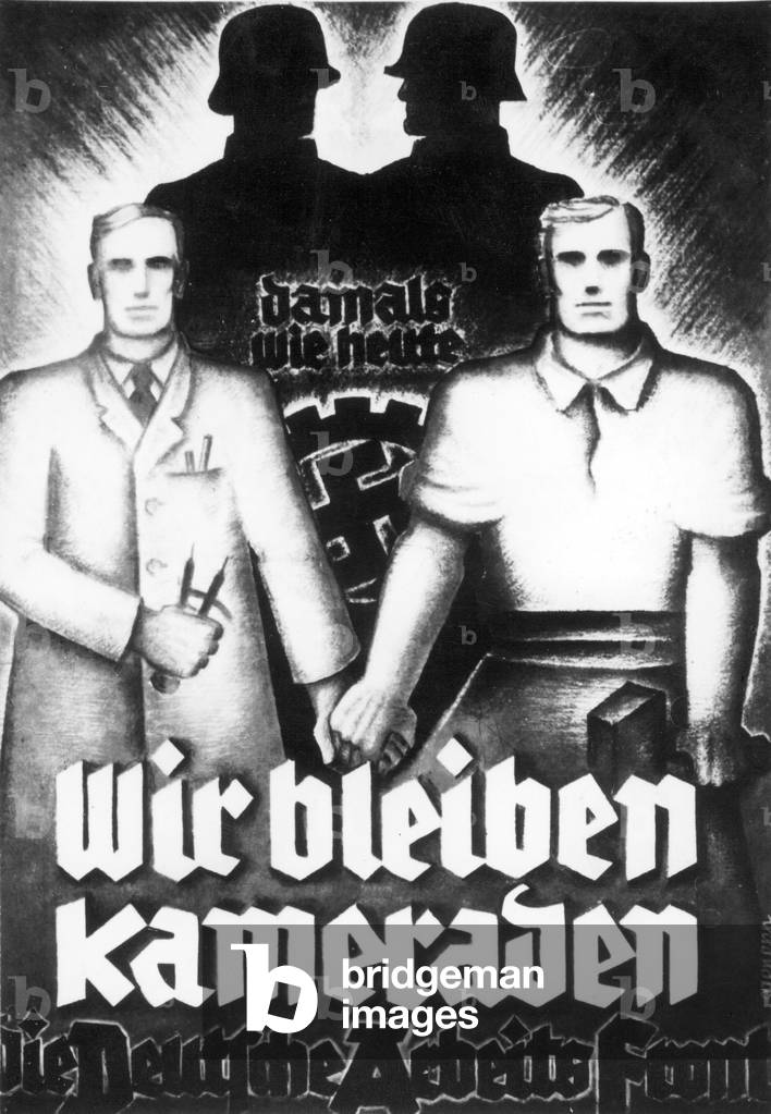 German Labor Front poster (b/w photo)