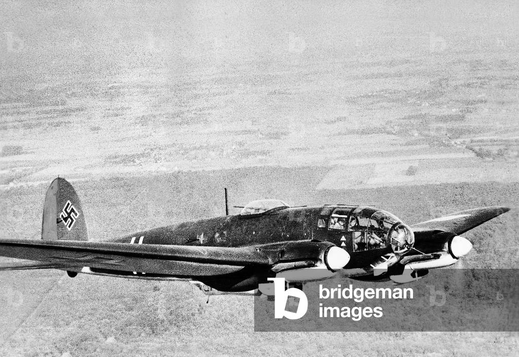 German bomber Heinkel He 111, 1940 (b/w photo)