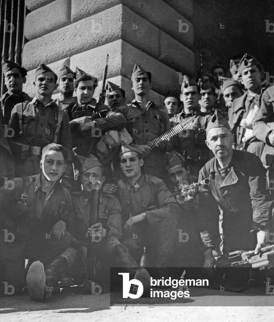 Spanish national soldiers after the liberation of the Alcazar of Toledo, 1936