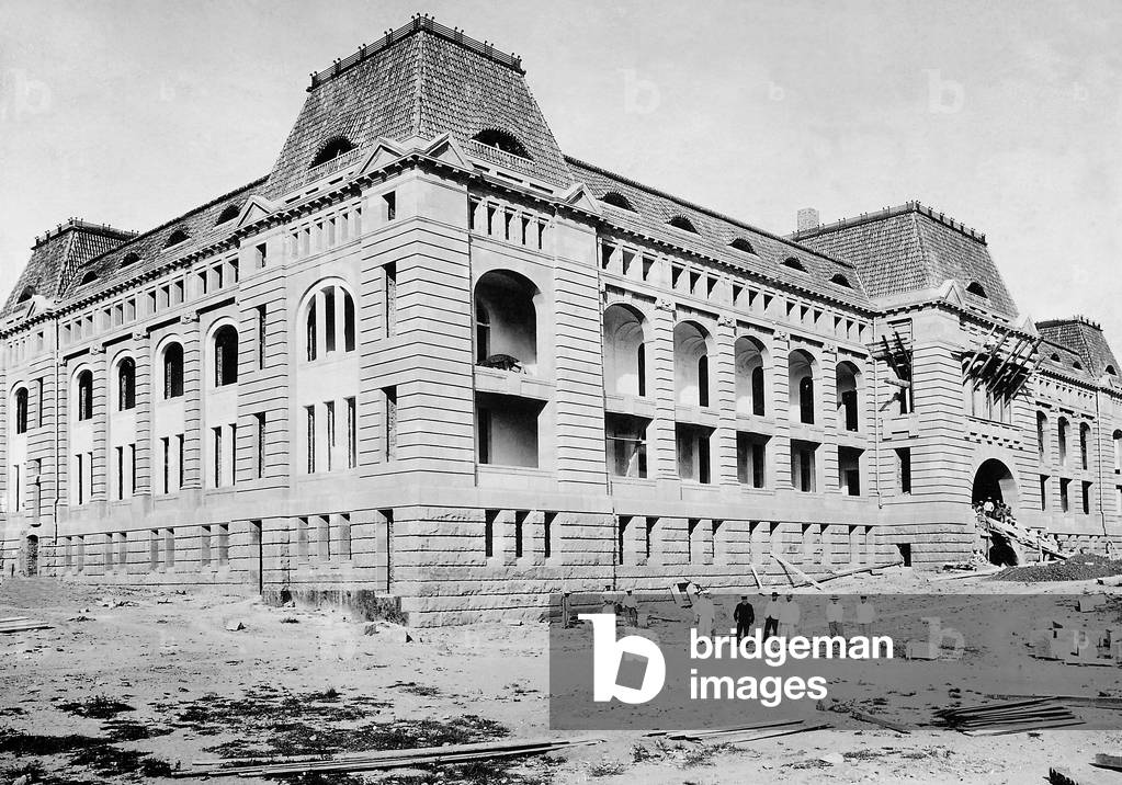 Shell of the building of the government authority in Quingdao, 1906 (b/w photo)