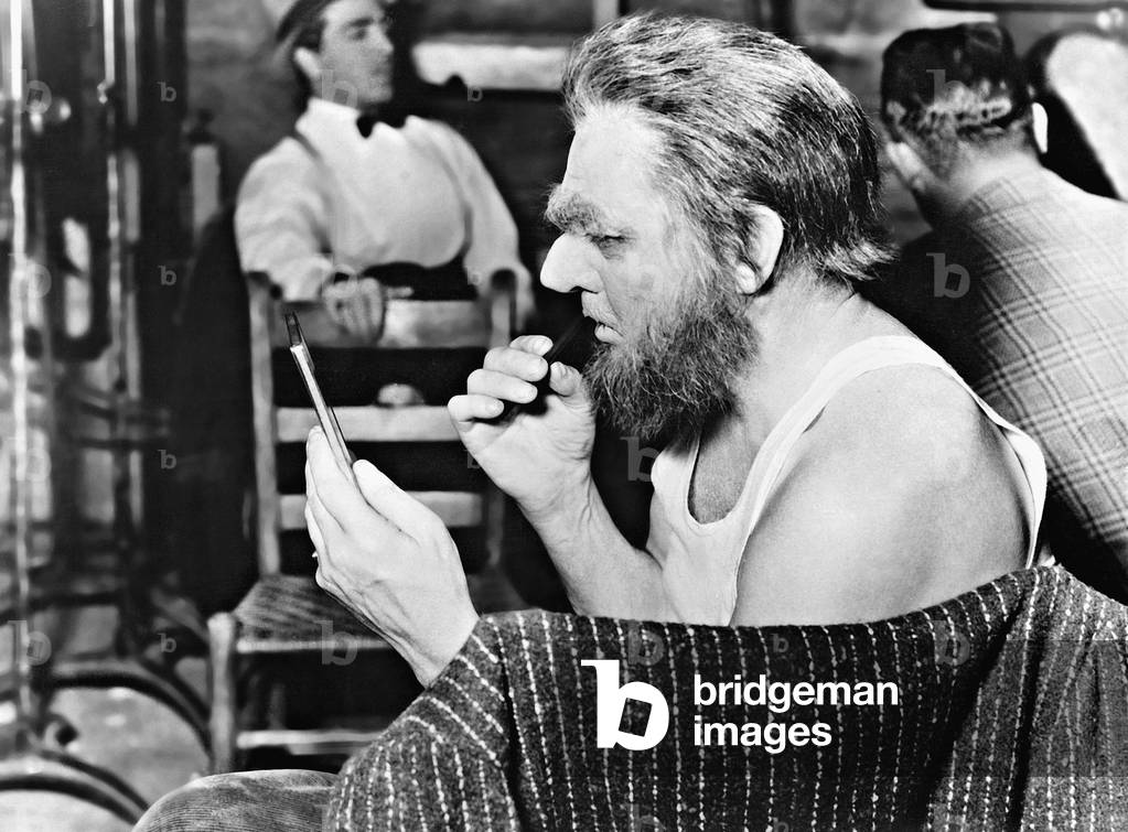 John Barrymore in his dressing room, 1937 (b/w photo)