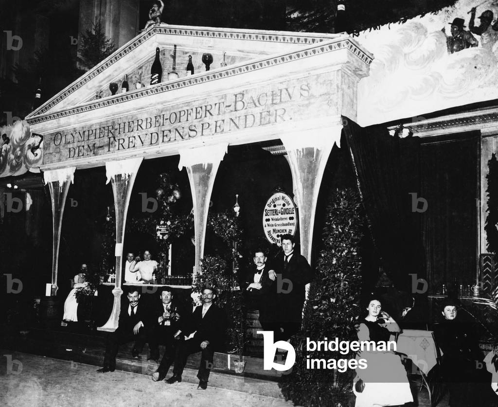 Bar at a carnival in Munich, 1891 (b/w photo)