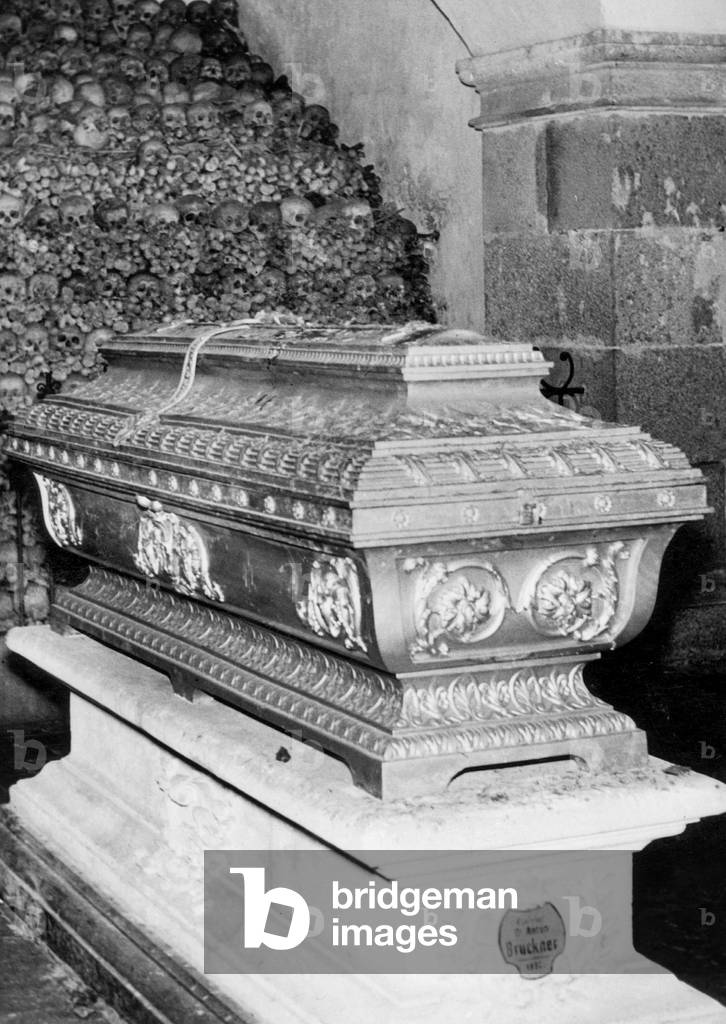 The sarcophagus of Anton Bruckner, 1940 (b/w photo)