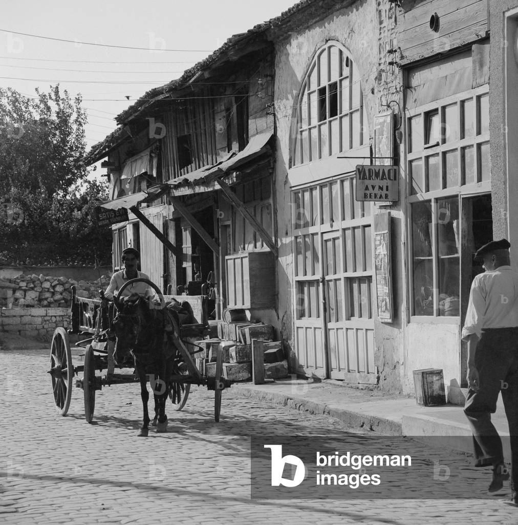 Donkey cart in Istanbul, 1965 (b/w photo)